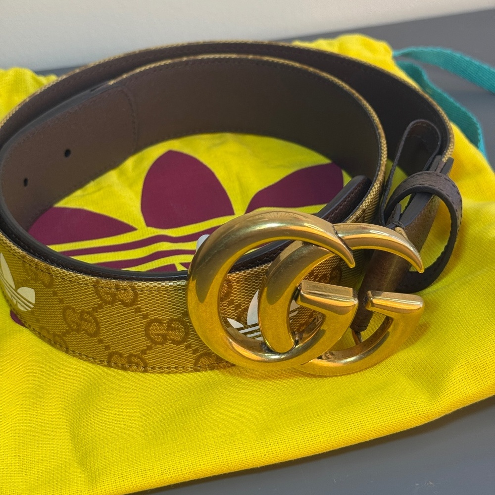 NWT GUCCI +ADIDAS COLLAB BELT 90 -36 BROWN CANVAS